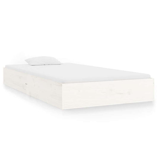 Bed Frame without Mattress White Solid Wood 100x200 cm
