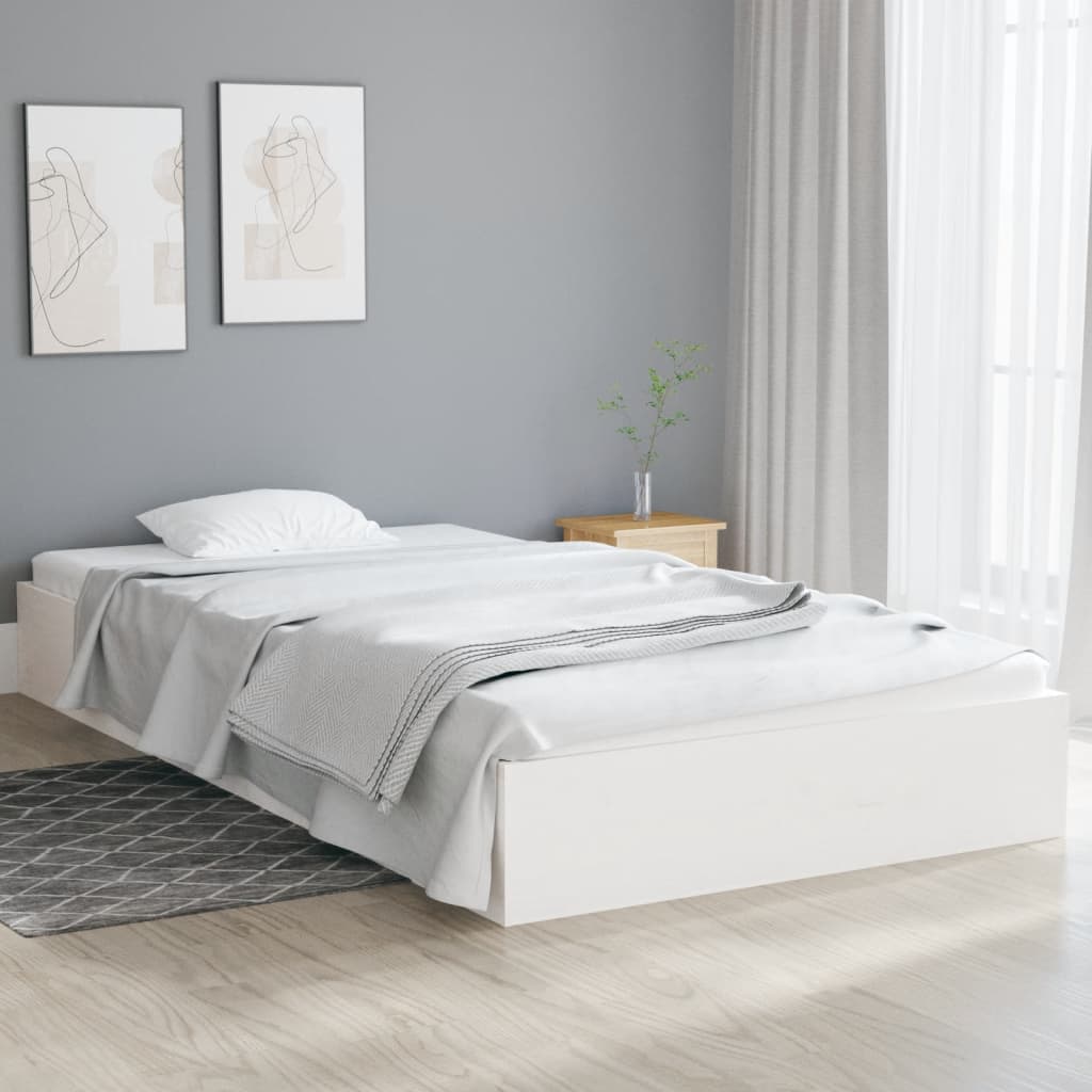 Bed Frame | White | Solid pine wood, Plywood | Single | Durable
