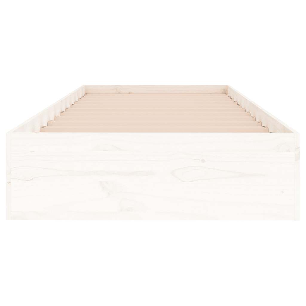 Bed Frame without Mattress White Solid Wood 75x190 cm Small Single