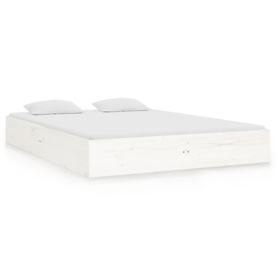Bed Frame White Solid Wood 120x190 cm Small Double
