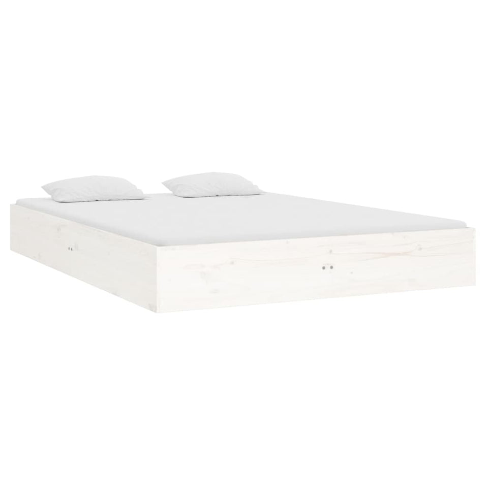 Bed Frame White Solid Wood 120x190 cm Small Double