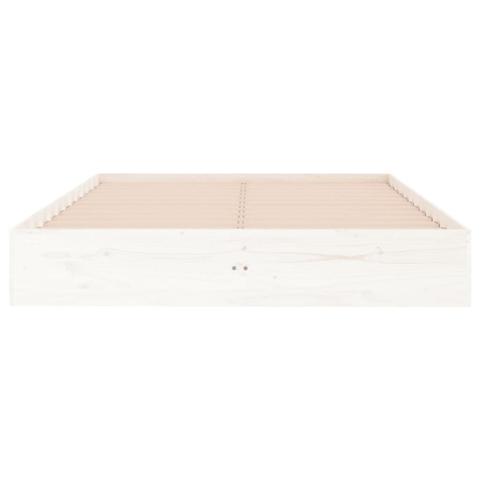 Bed Frame White Solid Wood 120x190 cm Small Double