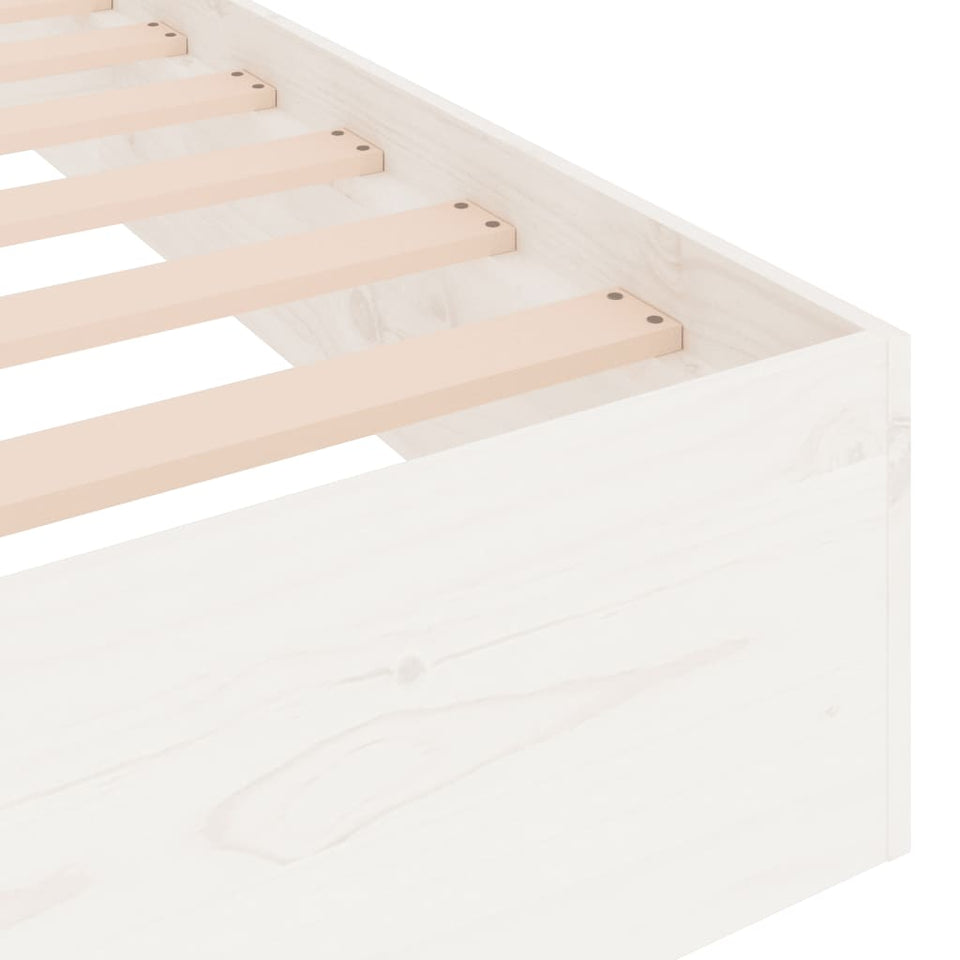 Bed Frame White Solid Wood 120x190 cm Small Double