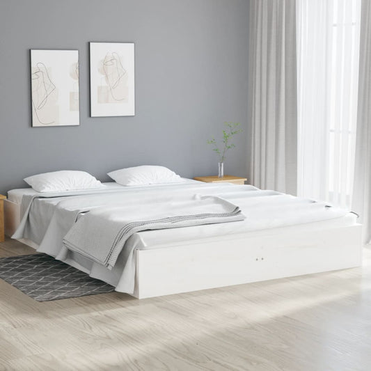 Bed Frame | White | Solid Pine Wood, Plywood | 135 x 190 cm