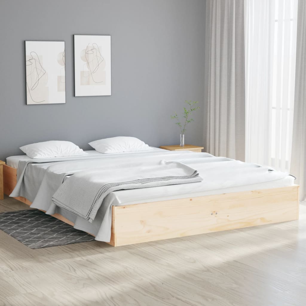 Bed Frame | Natural Pine | Solid pinewood, plywood | Double | Durable