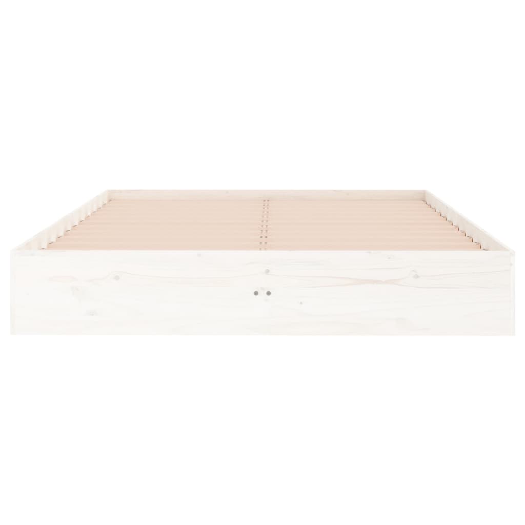 Bed Frame | White | Solid pine wood, Plywood | Double | Decorative Inlays