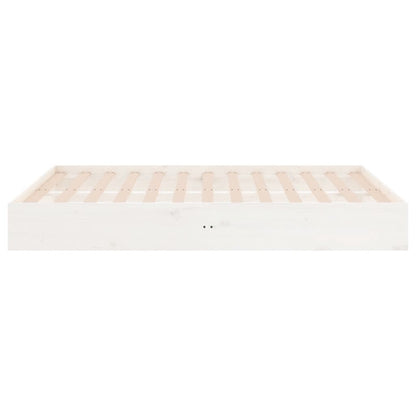 Bed Frame | White | Solid pine wood, Plywood | Double | Decorative Inlays