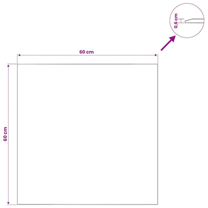 Table Top Transparent 60x60 cm Tempered Glass