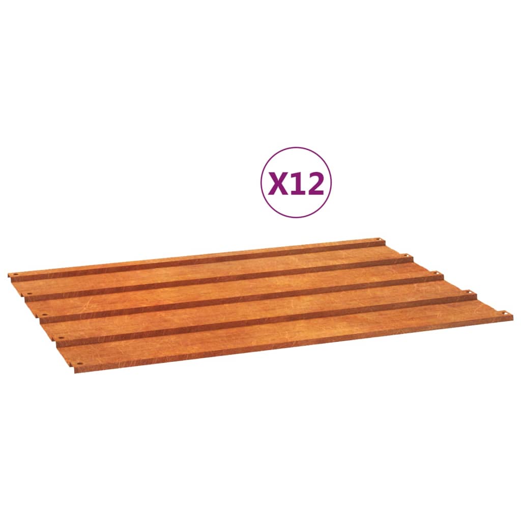 Roof Panels 12 pcs Rusty 60x44 cm Corten Steel