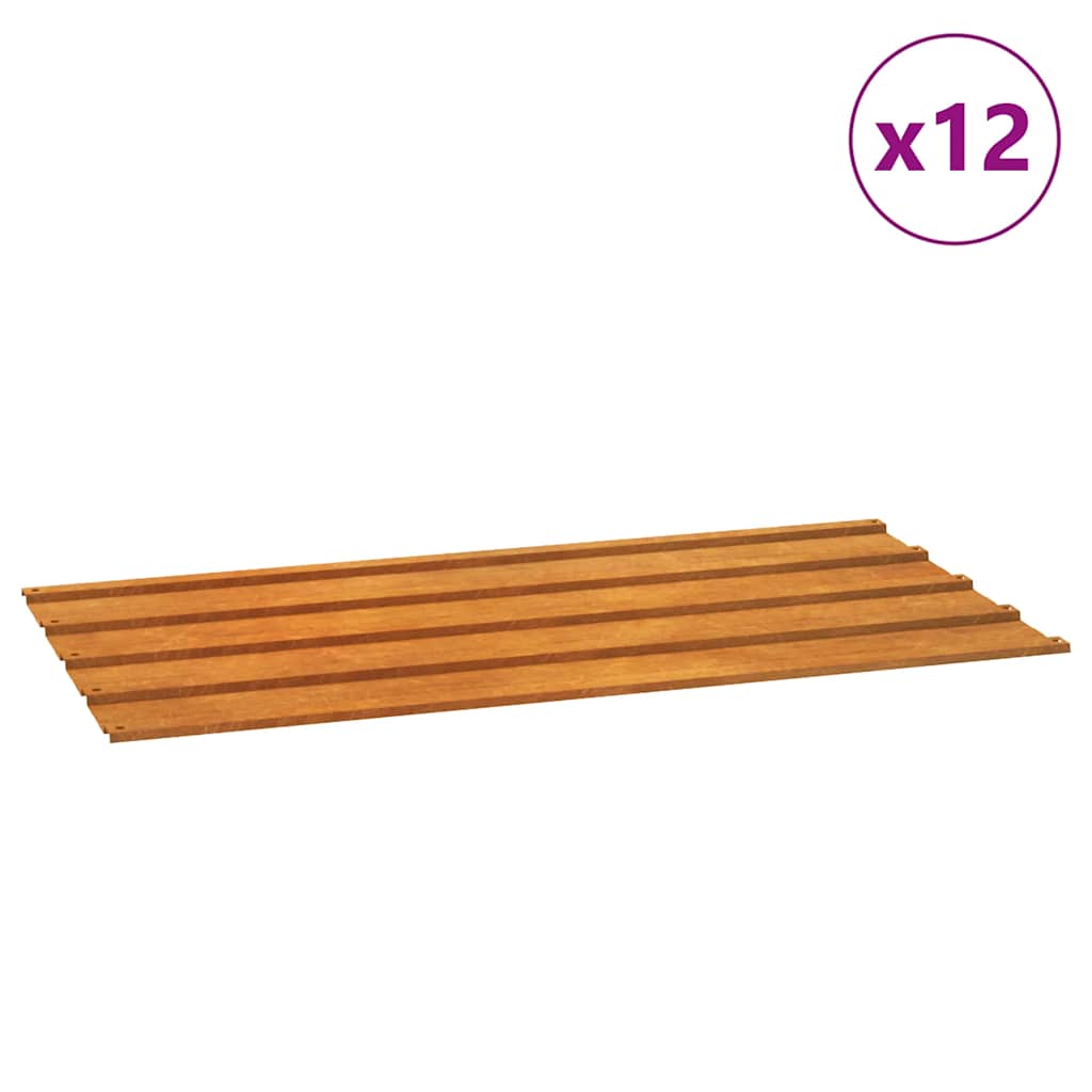 Roof Panels 12 pcs Rusty 31.5"x17.3" Corten Steel
