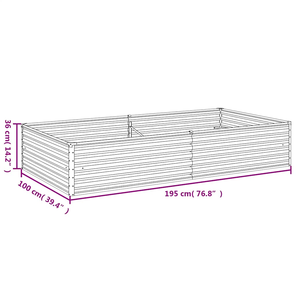 Garden Raised Bed 195x100x36 cm Corten Steel