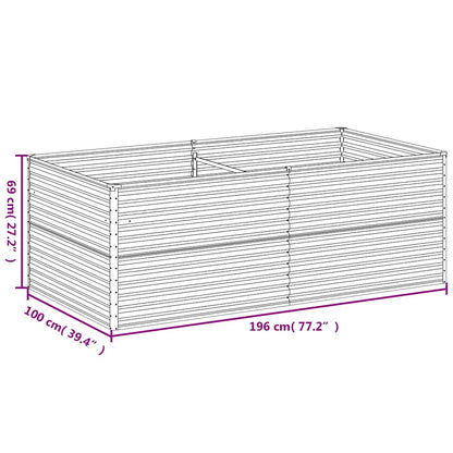 Garden Raised Bed 196 x 100 x 69 cm Galvanised Steel