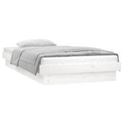 LED Bed Frame without Mattress White 90x200 cm Solid Wood