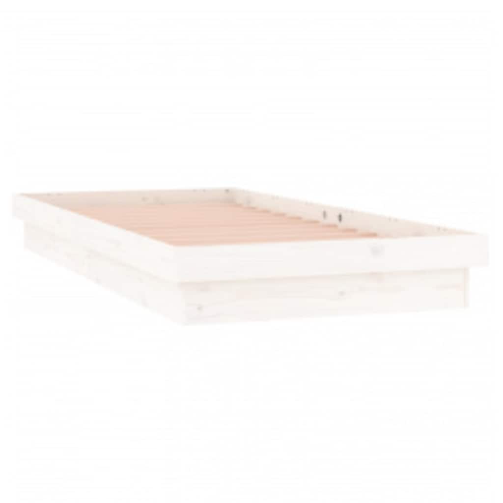 LED Bed Frame without Mattress White 90x200 cm Solid Wood