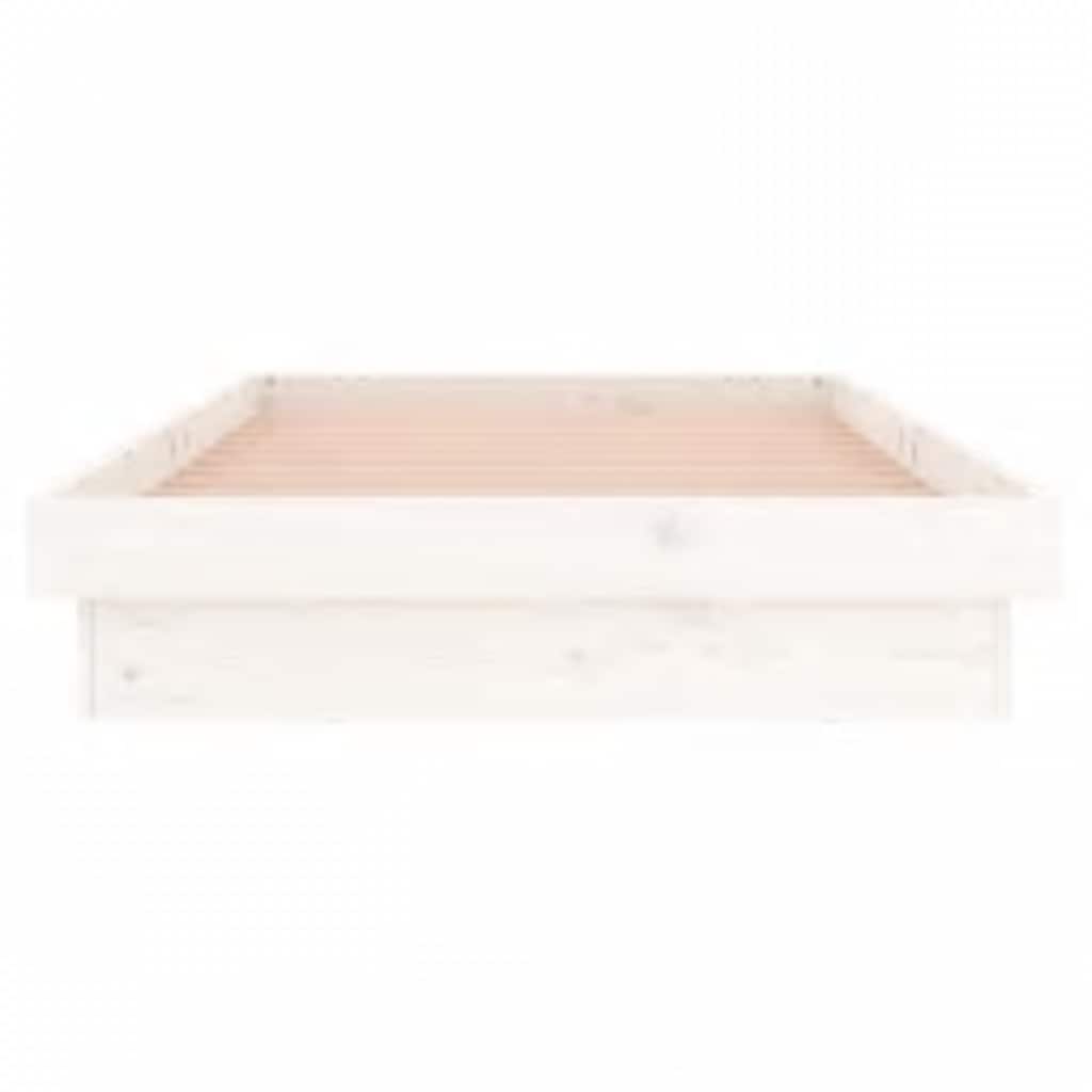 LED Bed Frame without Mattress White 90x200 cm Solid Wood
