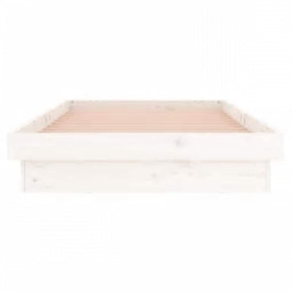 LED Bed Frame without Mattress White 90x200 cm Solid Wood