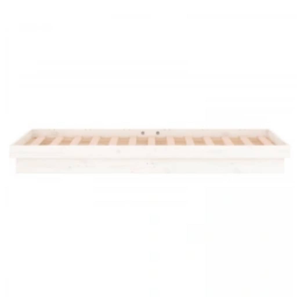 LED Bed Frame without Mattress White 90x200 cm Solid Wood