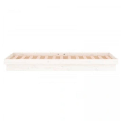 LED Bed Frame without Mattress White 90x200 cm Solid Wood