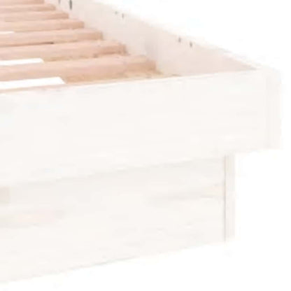 LED Bed Frame without Mattress White 90x200 cm Solid Wood