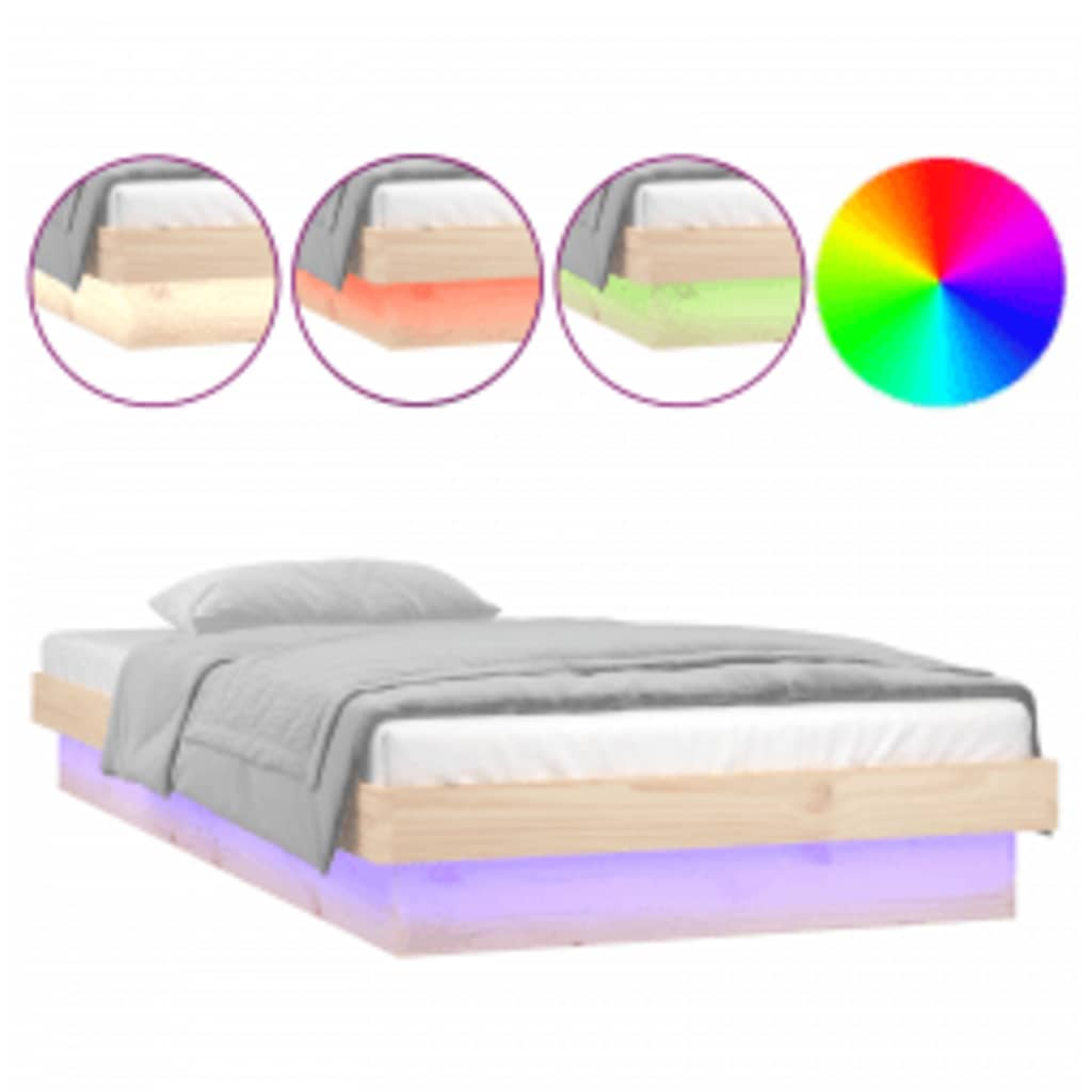 LED Bed Frame without Mattress 100x200 cm Solid Wood
