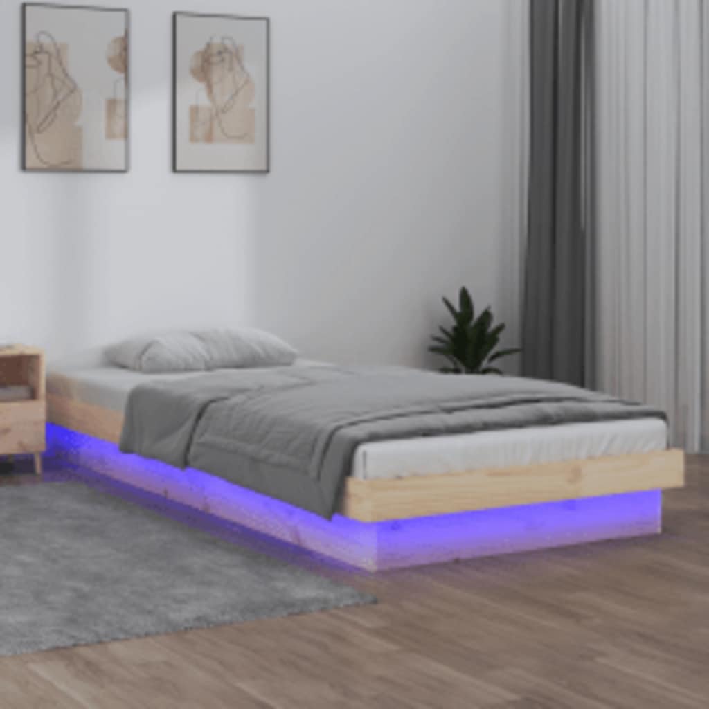 LED Bed Frame without Mattress 100x200 cm Solid Wood