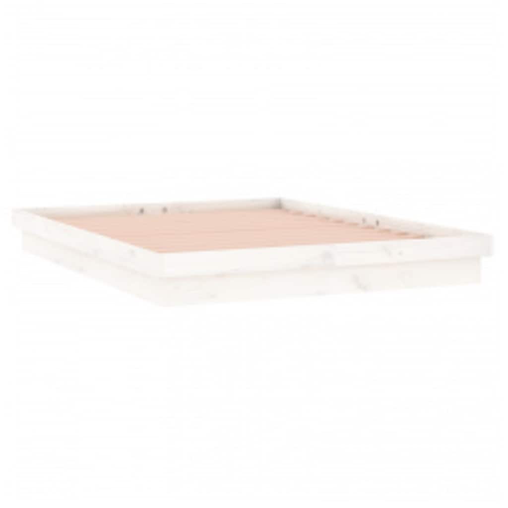 LED Bed Frame without Mattress White 160x200 cm Solid Wood