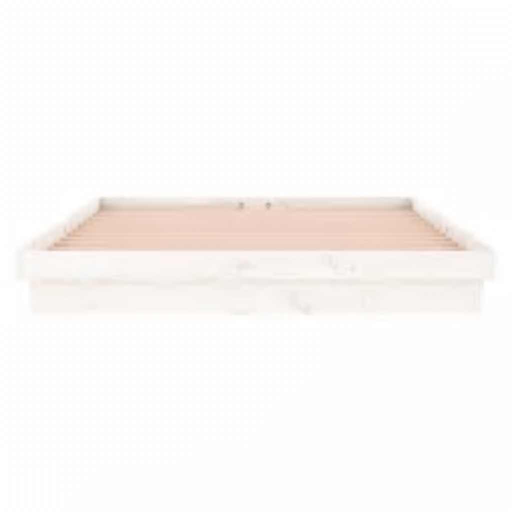 LED Bed Frame without Mattress White 160x200 cm Solid Wood