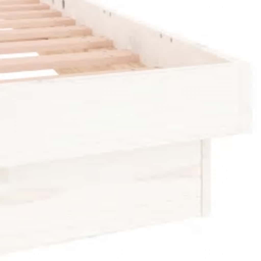 LED Bed Frame without Mattress White 160x200 cm Solid Wood