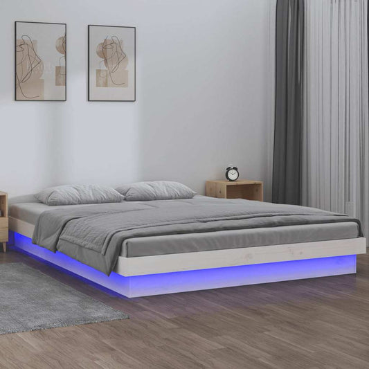 Bed Frame | White | Solid pine wood | Super King | Remote control