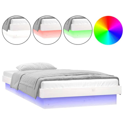 Bed Frame | White | Solid pinewood frame, Plywood slats | Small Single