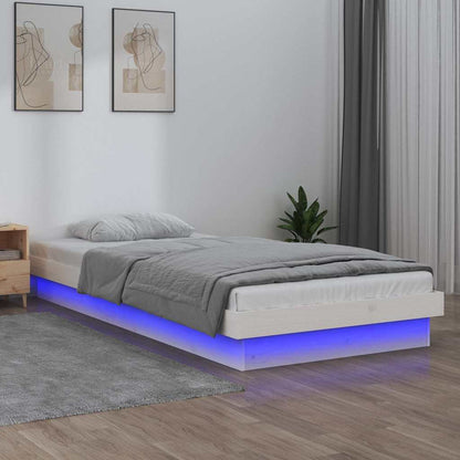 Bed Frame | White | Solid pinewood frame, Plywood slats | Small Single