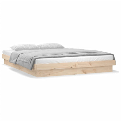 LED Bed Frame without Mattress Double Solid Wood