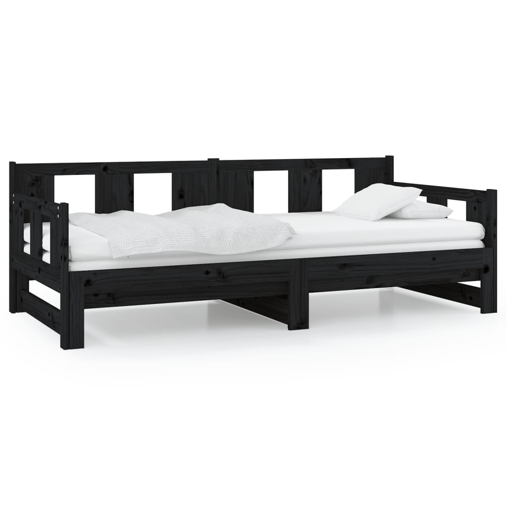 Pull-out Day Bed | Black | Solid pine wood | 2x