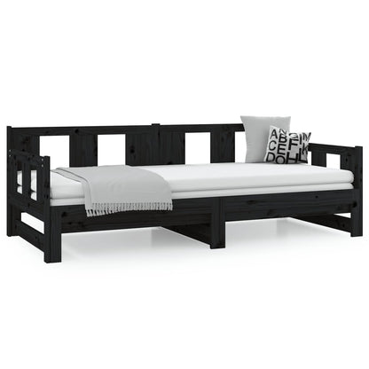Pull-out Day Bed | Black | Solid pine wood | 2x