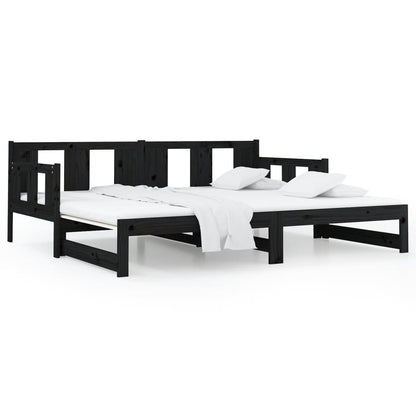 Pull-out Day Bed | Black | Solid pine wood | 2x