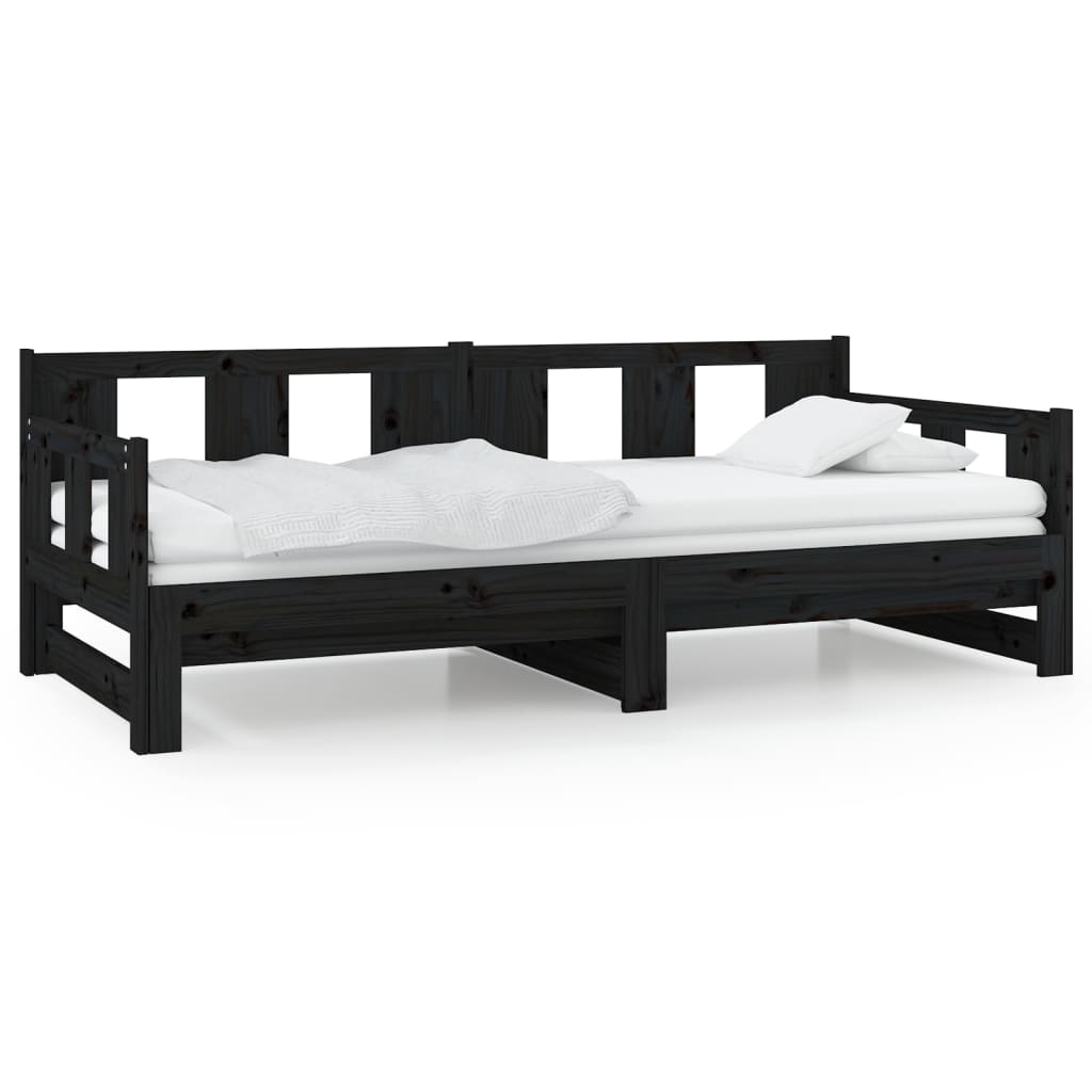 Pull-out Day Bed | Black | Solid pine wood | Medium