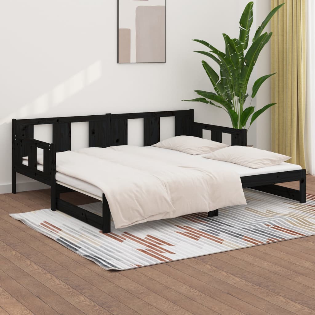 Pull-out Day Bed | Black | Solid pine wood | Medium
