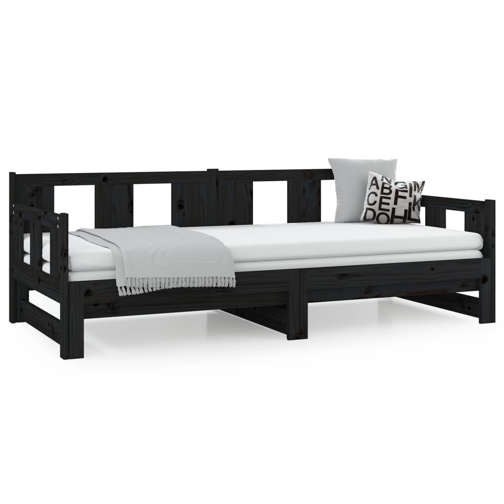 Pull-out Day Bed | Black | Solid pine wood | Medium
