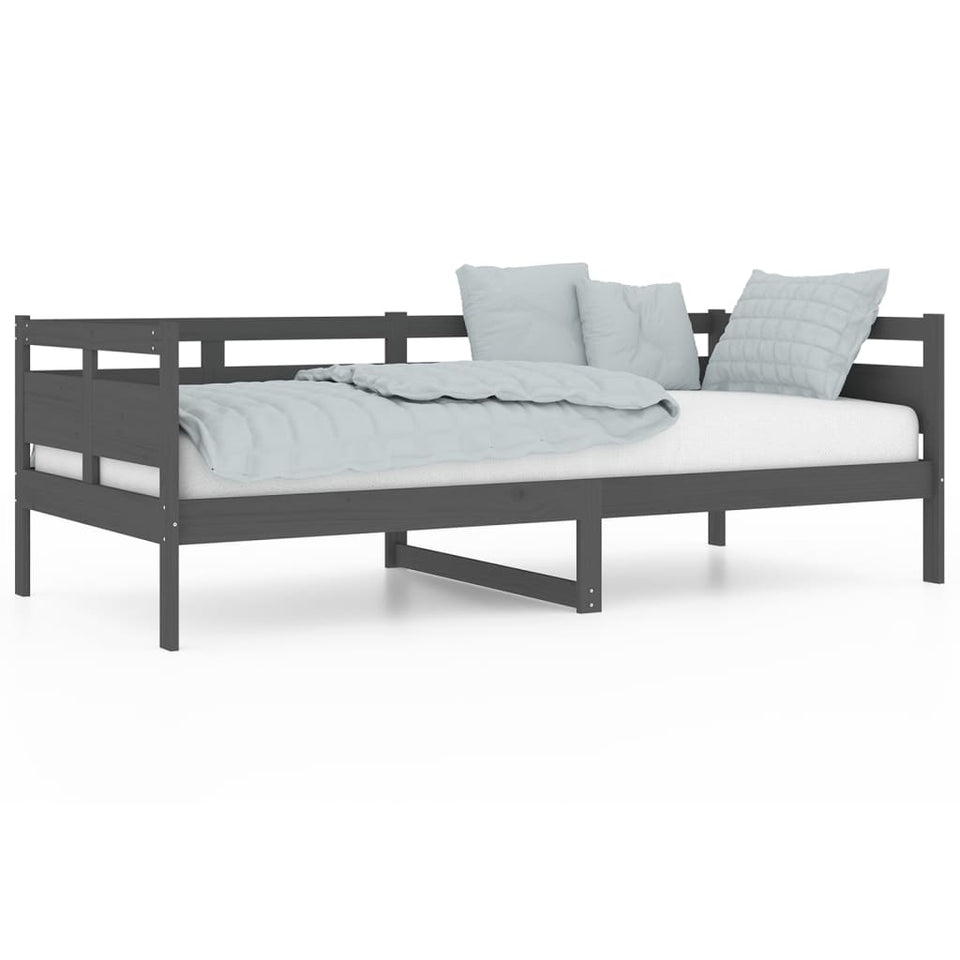 Day Bed Grey Solid Wood Pine 90x200 cm