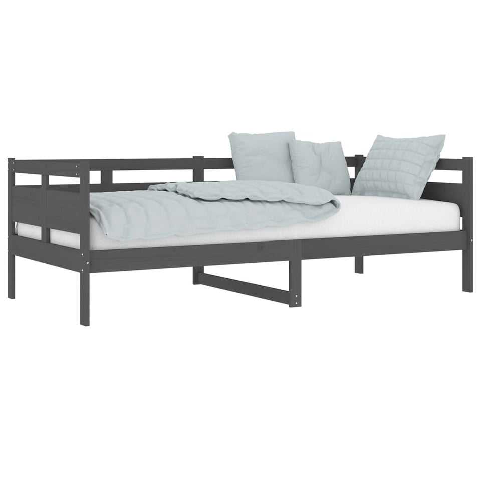 Day Bed Grey Solid Wood Pine 90x200 cm