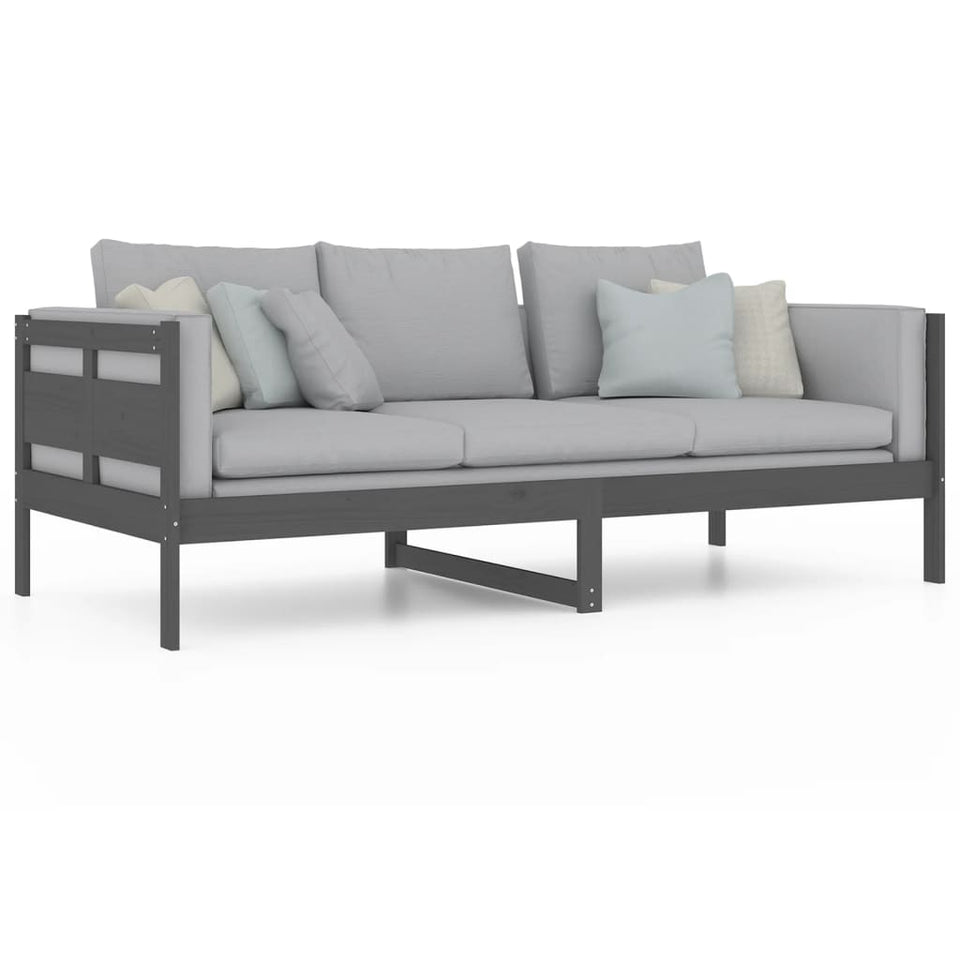 Day Bed Grey Solid Wood Pine 90x200 cm