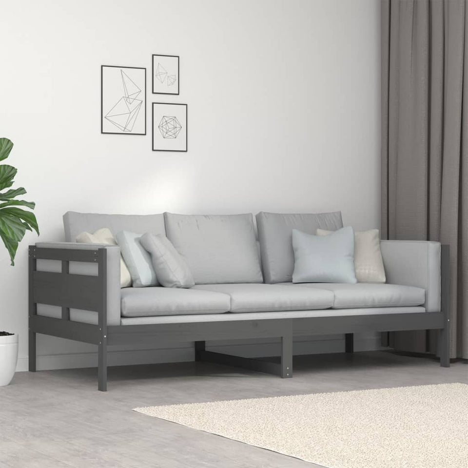 Day Bed Grey Solid Wood Pine 90x200 cm