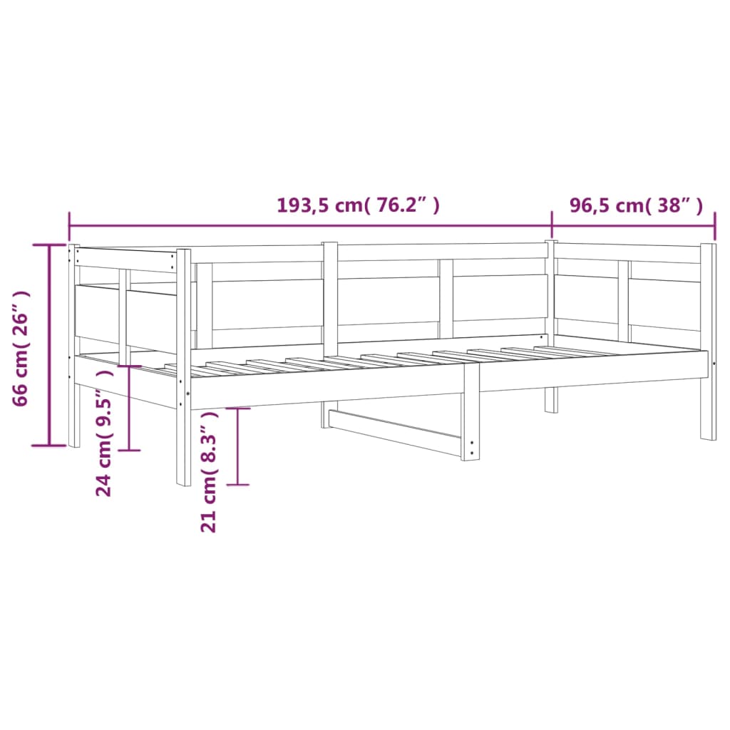 Day Bed | Honey Brown | Solid Pine Wood, Plywood | 90 x 190 cm