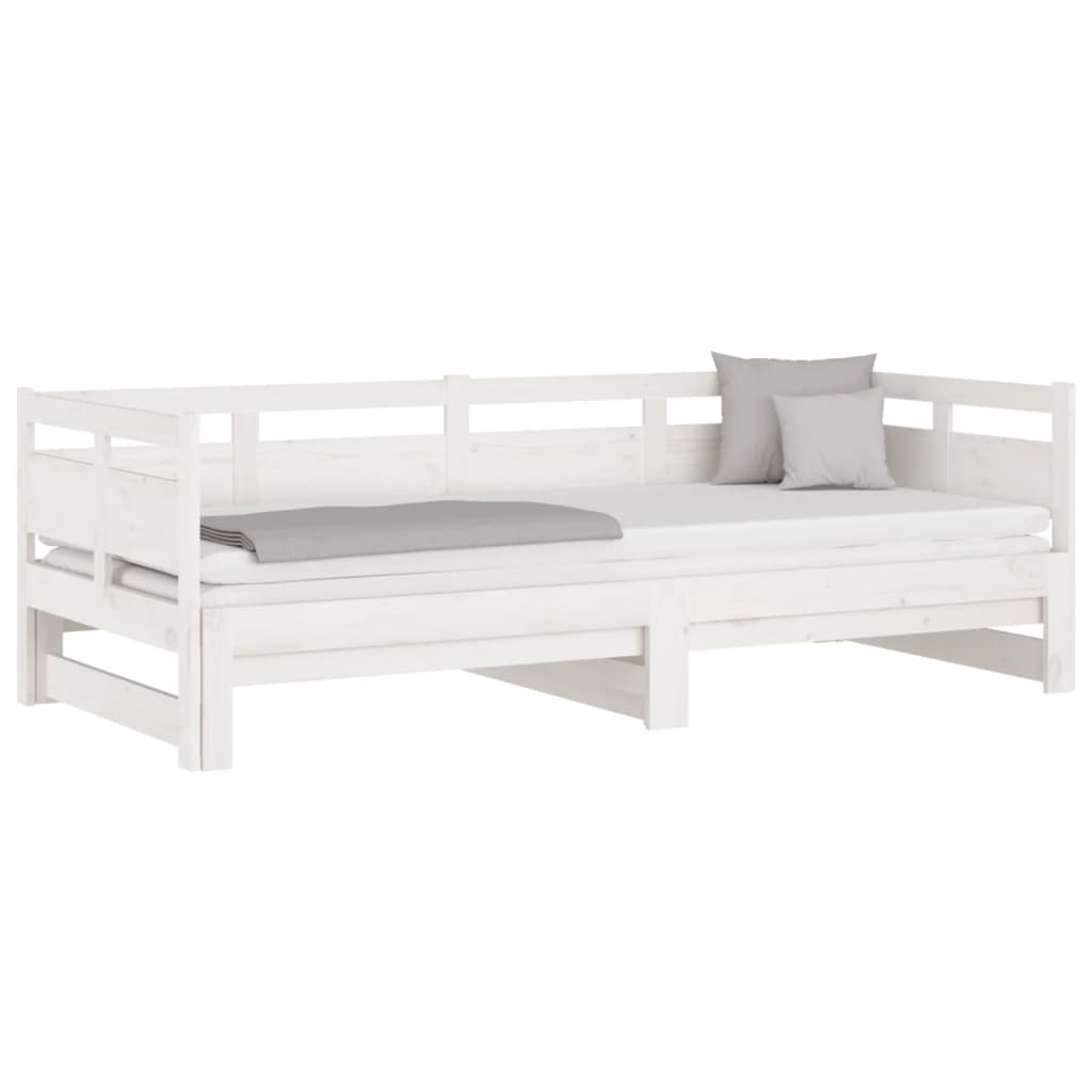 Pull-out Day Bed | White | Solid pine wood | 2x