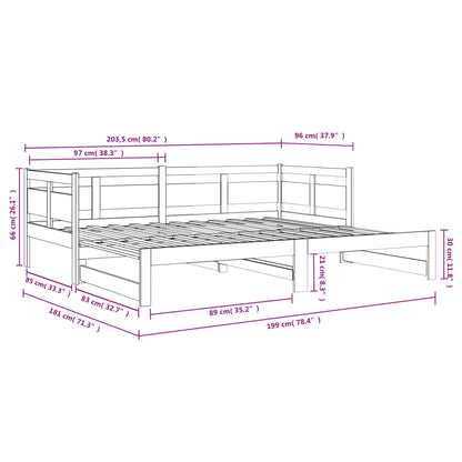 Pull-out Day Bed | White | Solid pine wood | 2x