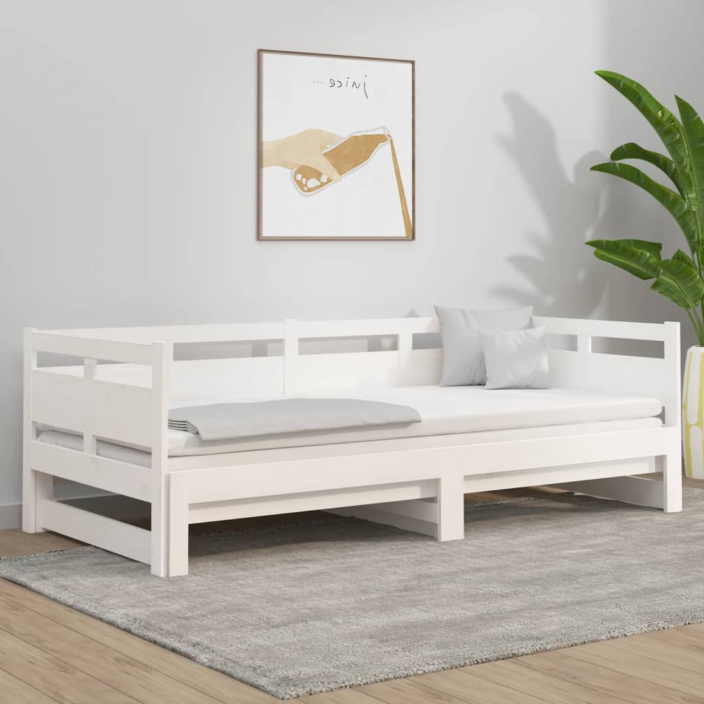 Pull-out Day Bed | White | Solid pine wood | 2x