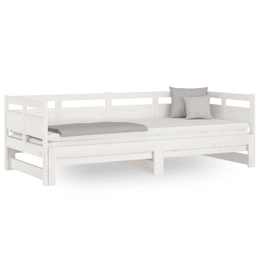 Pull-out Day Bed | White | Solid Pine Wood | 2x