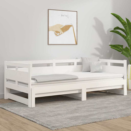 Pull-out Day Bed | White | Solid Pine Wood | 2x
