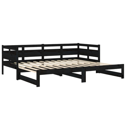 Pull-out Day Bed | Black | Solid pine wood | Double size