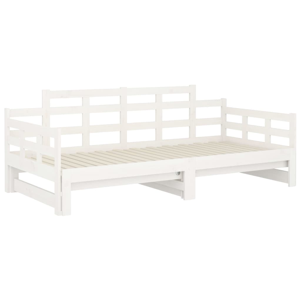 Pull-out Day Bed without Mattress White Solid Wood Pine 2x cm